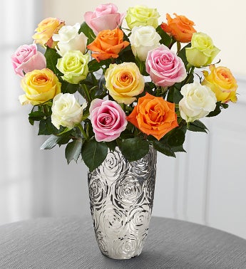 Assorted Roses, Buy 12 Get 6 Free + Free Vase