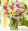 Assorted Rose & Peruvian Lily Bouquet + Free Vase