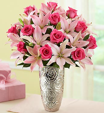 Magnificent Pink Rose & Lily Bouquet