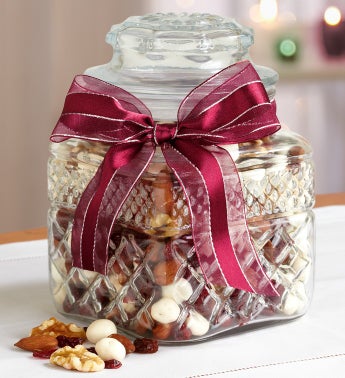 Premium Cranberry Nut Snack Mix in Cut Glass Jar