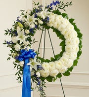 Serene Blessings Standing Wreath - Blue & White