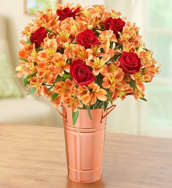 Fall Rose & Peruvian Lily Bouquet