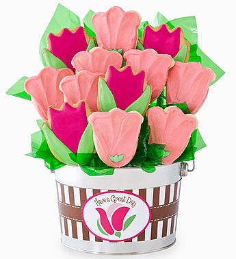 Cheryl's Pink Tulip Cookie Flower Pot