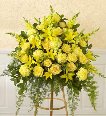 standing yellow sympathy basket
