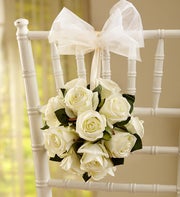 Silk White Rose Kissing Ball