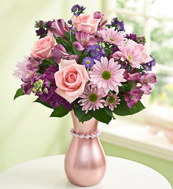 Mother's Devotion in Pink Shimmer Vase