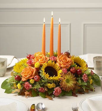 sunflower centerpiece with candles