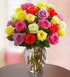 24 Assorted Roses + Free Vase $29.99