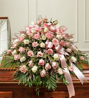 Cherished Memories Half Casket Cover Pink/White