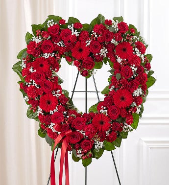 Always Remember Floral Heart Tribute - Red