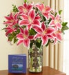 Elegant Tribute Lilies in Cross Vase