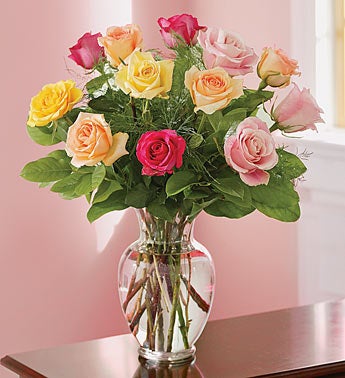 12 Assorted Long Stem Roses