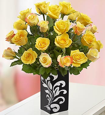 Sunshine Roses, 12-24 Stems + Free Vase