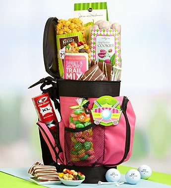 Pink Power Golf Gift Basket Cooler & Snacks